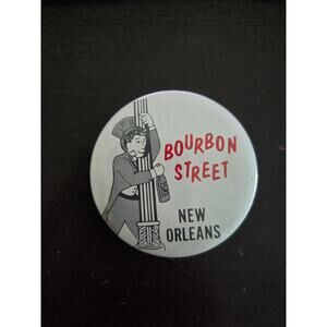 Vintage 70s–80s Bourbon Street New Orleans Souvenir Button Pin 2.5"